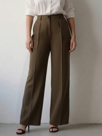 Women's High Waist Pleated Loose Fit Trousers, Suitable For Work And Casual Wear, Spring/Summer - Image 35