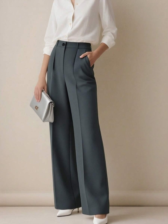 Women's High Waist Pleated Loose Fit Trousers, Suitable For Work And Casual Wear, Spring/Summer - Image 39