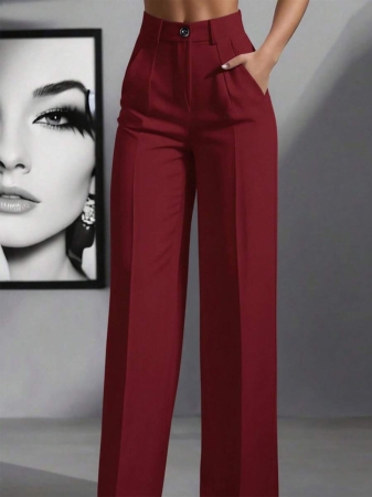 Women's High Waist Pleated Loose Fit Trousers, Suitable For Work And Casual Wear, Spring/Summer - Image 44