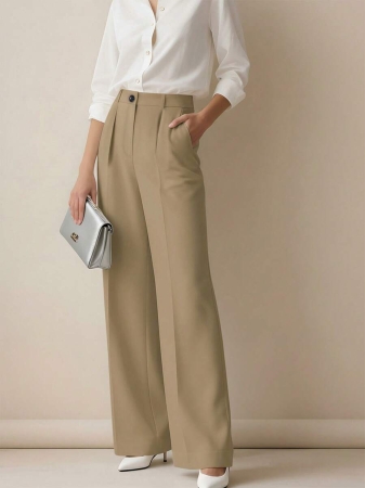 Women's High Waist Pleated Loose Fit Trousers, Suitable For Work And Casual Wear, Spring/Summer - Image 51