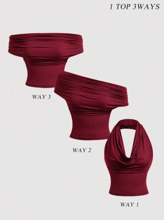 SHEIN MOD Women's Elegant Solid Color Versatile Halter Neck Top, Summer - Image 12