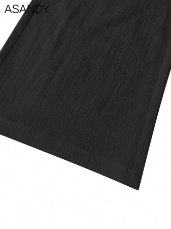 2pcs/Set Loose Fit Wide Leg Pants, Drawstring Waist Plain Color Casual Trousers - Image 20