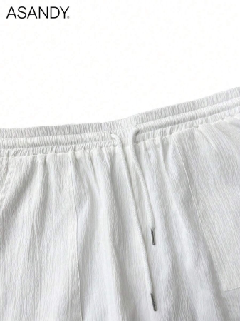 2pcs/Set Loose Fit Wide Leg Pants, Drawstring Waist Plain Color Casual Trousers - Image 29