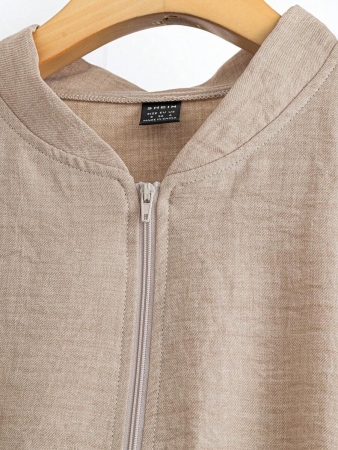 SHEIN LUNE Women's Solid Color Long Sleeve Zip-Up Jacket And Pants Casual Suit Fall Cloth For Women - Image 9