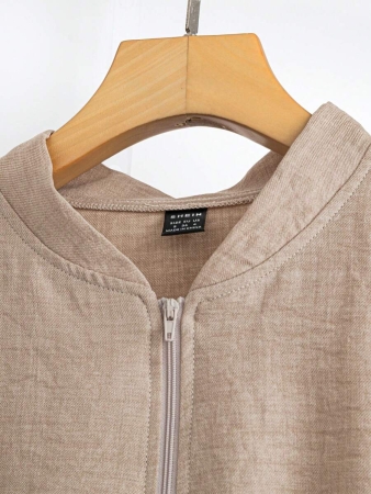 SHEIN LUNE Women's Solid Color Long Sleeve Zip-Up Jacket And Pants Casual Suit Fall Cloth For Women - Image 10