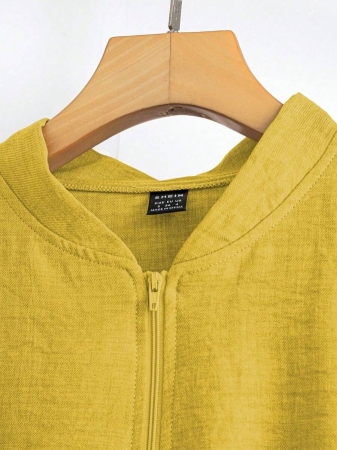 SHEIN LUNE Women's Solid Color Long Sleeve Zip-Up Jacket And Pants Casual Suit Fall Cloth For Women - Image 19