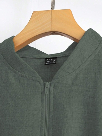 SHEIN LUNE Women's Solid Color Long Sleeve Zip-Up Jacket And Pants Casual Suit Fall Cloth For Women - Image 29