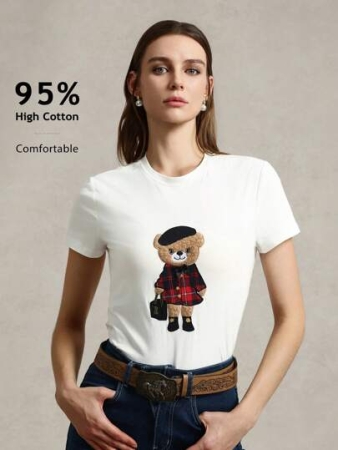 Briarwyn Casual Solid Color Knit Crew Neck Short Sleeve Fitted Women T-Shirt Summer Outfits For Women Business Casual Woman