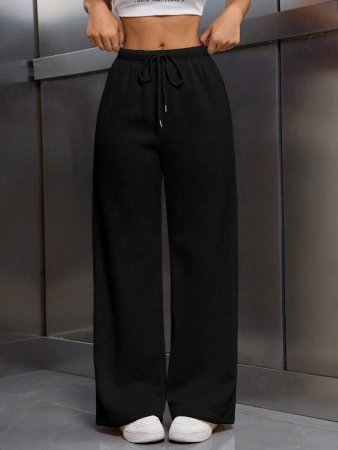 EMERY ROSE Women Ivory Color Thermal Lined Elastic Waist Drawstring Loose Pants Fall Cloth For Women - Image 5