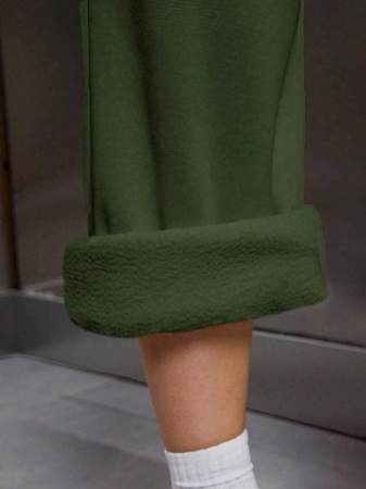 EMERY ROSE Women Ivory Color Thermal Lined Elastic Waist Drawstring Loose Pants Fall Cloth For Women - Image 14