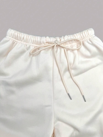 EMERY ROSE Women Ivory Color Thermal Lined Elastic Waist Drawstring Loose Pants Fall Cloth For Women - Image 24