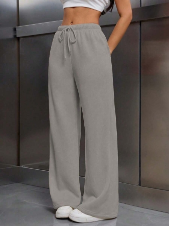 EMERY ROSE Women Ivory Color Thermal Lined Elastic Waist Drawstring Loose Pants Fall Cloth For Women - Image 37