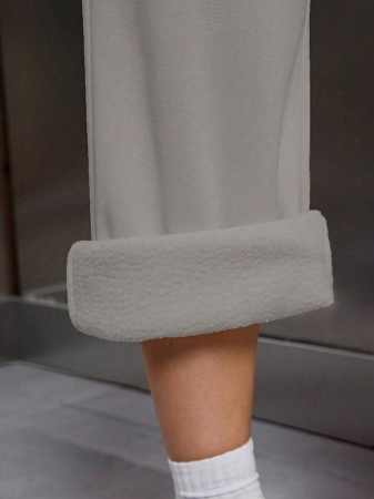 EMERY ROSE Women Ivory Color Thermal Lined Elastic Waist Drawstring Loose Pants Fall Cloth For Women - Image 40