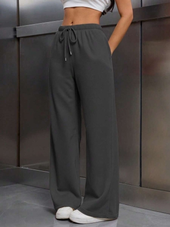 EMERY ROSE Women Ivory Color Thermal Lined Elastic Waist Drawstring Loose Pants Fall Cloth For Women - Image 45