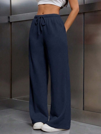 EMERY ROSE Women Ivory Color Thermal Lined Elastic Waist Drawstring Loose Pants Fall Cloth For Women - Image 58