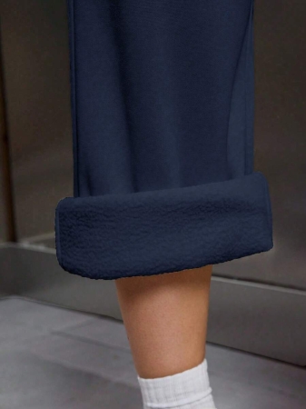 EMERY ROSE Women Ivory Color Thermal Lined Elastic Waist Drawstring Loose Pants Fall Cloth For Women - Image 61