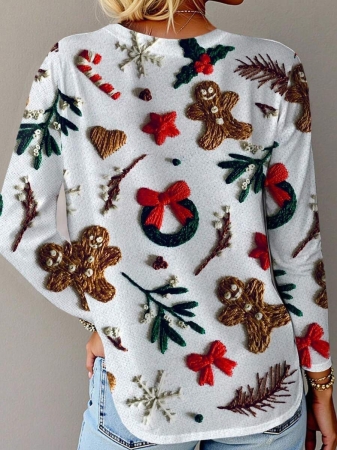 EMERY ROSE Women's Christmas Snowman Print Long Sleeve T-Shirt - Image 9