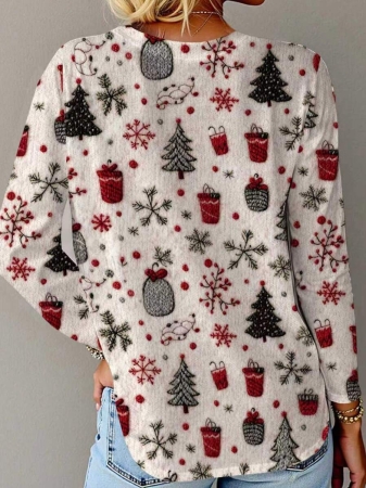 EMERY ROSE Women's Christmas Snowman Print Long Sleeve T-Shirt - Image 31