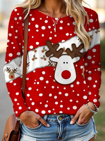 EMERY ROSE Women's Christmas Snowman Print Long Sleeve T-Shirt - Image 45