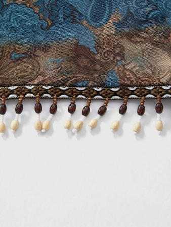 ROMWE Hippie Summer Retro Hippie Western Cowgirl Paisley Print Bohemian Fringed Hem Transparent Bead Upper Plus Size Women's Tube Top - Image 4