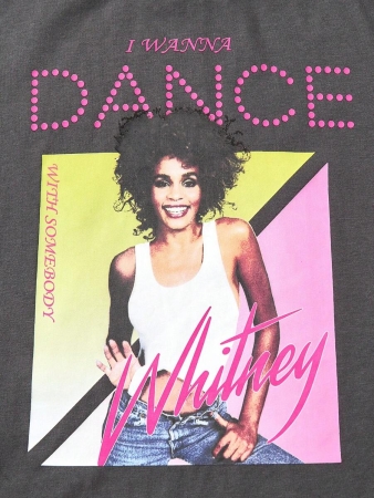 Whitney Houston X SHEIN Young Girl Rocker Graphic Grey Casual Versatile Short Sleeve T-Shirt & Black Skinny Flare Pants - Image 8