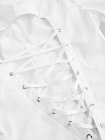 ROMWE Grunge Punk Y2K Backless Cross Strap Cinched Waist Shirt - Image 5