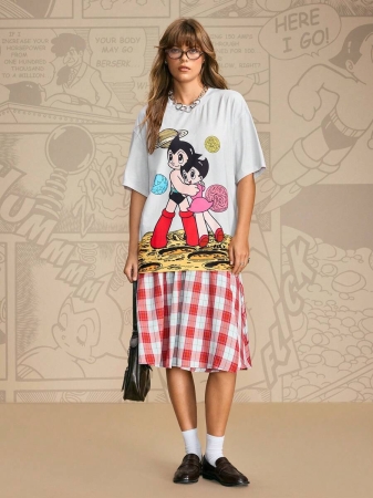 Astro Boy X SHEIN Men's 1pc Cartoon Figure Graphic Round Neck Drop Shoulder Oversize Short Sleeve T-Shirt - Image 7