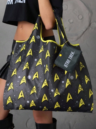 Pop Mart Azura X SHEIN 1pc Cartoon Character Patterned Drawstring Tote Bag Made Of Polyester Material, Large Capacity, Suitable For Commuting, Shopping, And Traveling, Suitable For Both Ladies And Gentlemen, The Bag Can Be Folded For Easy Storage And Convenient Carrying,Tears For Beach - Image 4