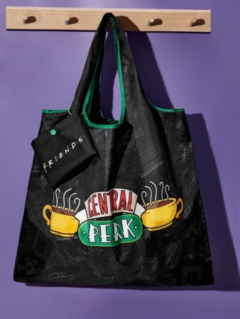 Pop Mart Azura X SHEIN 1pc Cartoon Character Patterned Drawstring Tote Bag Made Of Polyester Material, Large Capacity, Suitable For Commuting, Shopping, And Traveling, Suitable For Both Ladies And Gentlemen, The Bag Can Be Folded For Easy Storage And Convenient Carrying,Tears For Beach - Image 10