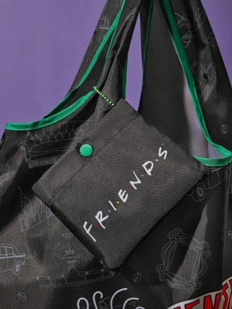 Pop Mart Azura X SHEIN 1pc Cartoon Character Patterned Drawstring Tote Bag Made Of Polyester Material, Large Capacity, Suitable For Commuting, Shopping, And Traveling, Suitable For Both Ladies And Gentlemen, The Bag Can Be Folded For Easy Storage And Convenient Carrying,Tears For Beach - Image 13