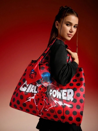 Pop Mart Azura X SHEIN 1pc Cartoon Character Patterned Drawstring Tote Bag Made Of Polyester Material, Large Capacity, Suitable For Commuting, Shopping, And Traveling, Suitable For Both Ladies And Gentlemen, The Bag Can Be Folded For Easy Storage And Convenient Carrying,Tears For Beach - Image 16