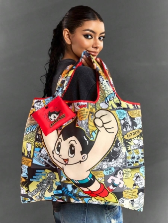 Pop Mart Azura X SHEIN 1pc Cartoon Character Patterned Drawstring Tote Bag Made Of Polyester Material, Large Capacity, Suitable For Commuting, Shopping, And Traveling, Suitable For Both Ladies And Gentlemen, The Bag Can Be Folded For Easy Storage And Convenient Carrying,Tears For Beach - Image 32