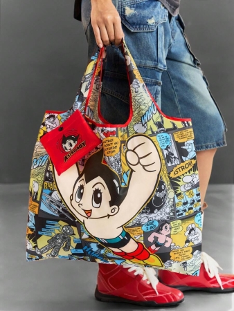Pop Mart Azura X SHEIN 1pc Cartoon Character Patterned Drawstring Tote Bag Made Of Polyester Material, Large Capacity, Suitable For Commuting, Shopping, And Traveling, Suitable For Both Ladies And Gentlemen, The Bag Can Be Folded For Easy Storage And Convenient Carrying,Tears For Beach - Image 34
