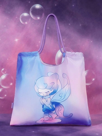 Pop Mart Azura X SHEIN 1pc Cartoon Character Patterned Drawstring Tote Bag Made Of Polyester Material, Large Capacity, Suitable For Commuting, Shopping, And Traveling, Suitable For Both Ladies And Gentlemen, The Bag Can Be Folded For Easy Storage And Convenient Carrying,Tears For Beach - Image 38