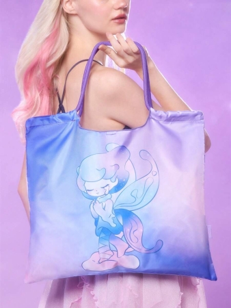 Pop Mart Azura X SHEIN 1pc Cartoon Character Patterned Drawstring Tote Bag Made Of Polyester Material, Large Capacity, Suitable For Commuting, Shopping, And Traveling, Suitable For Both Ladies And Gentlemen, The Bag Can Be Folded For Easy Storage And Convenient Carrying,Tears For Beach - Image 39