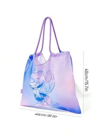 Pop Mart Azura X SHEIN 1pc Cartoon Character Patterned Drawstring Tote Bag Made Of Polyester Material, Large Capacity, Suitable For Commuting, Shopping, And Traveling, Suitable For Both Ladies And Gentlemen, The Bag Can Be Folded For Easy Storage And Convenient Carrying,Tears For Beach - Image 46