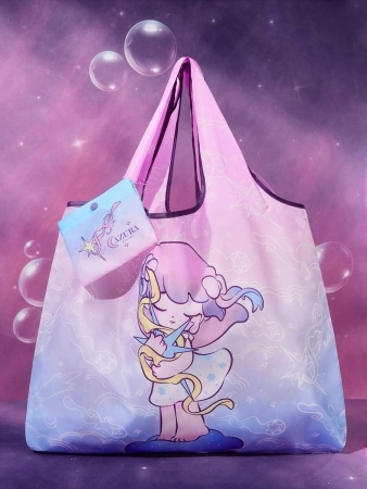 Pop Mart Azura X SHEIN 1pc Cartoon Character Patterned Drawstring Tote Bag Made Of Polyester Material, Large Capacity, Suitable For Commuting, Shopping, And Traveling, Suitable For Both Ladies And Gentlemen, The Bag Can Be Folded For Easy Storage And Convenient Carrying,Tears For Beach - Image 48