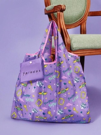 Pop Mart Azura X SHEIN 1pc Cartoon Character Patterned Drawstring Tote Bag Made Of Polyester Material, Large Capacity, Suitable For Commuting, Shopping, And Traveling, Suitable For Both Ladies And Gentlemen, The Bag Can Be Folded For Easy Storage And Convenient Carrying,Tears For Beach - Image 68