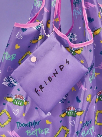 Pop Mart Azura X SHEIN 1pc Cartoon Character Patterned Drawstring Tote Bag Made Of Polyester Material, Large Capacity, Suitable For Commuting, Shopping, And Traveling, Suitable For Both Ladies And Gentlemen, The Bag Can Be Folded For Easy Storage And Convenient Carrying,Tears For Beach - Image 69
