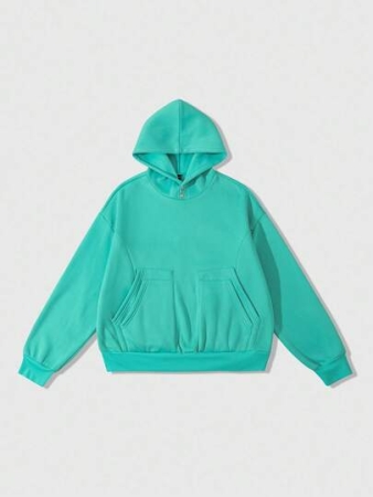 ROMWE MEN Street Life Men's Solid Color Pocket Casual Patchwork Hoodie, Autumn/Winter