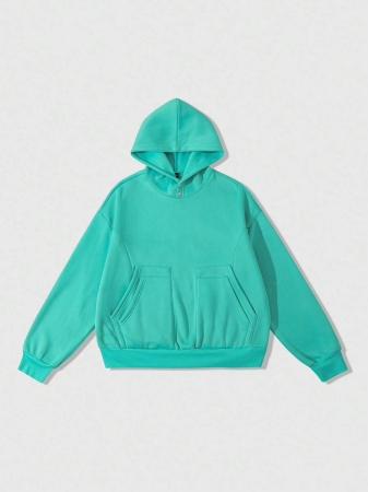 ROMWE MEN Street Life Men's Solid Color Pocket Casual Patchwork Hoodie, Autumn/Winter - Image 2