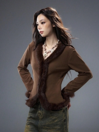 Bloopia Bloopia Maillard Distressed Chic Women Frayed Trim Fitted Long Sleeve Cardigan Sweater, Autumn/Winter, Halloween - Image 5