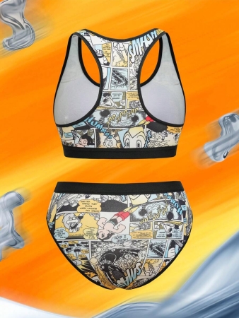 Astro Boy X SHEIN Lus Size Black Comfy Cartoon Print Removable Soft Cup Bra And Briefs Underwear Set, Sport, Yoga,Workout Sets - Image 7