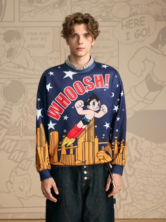 Astro Boy X SHEIN Men's Casual Everyday Cartoon Figure Graphic Crew Neck Sweatshirt , Fall Winter - Image 8