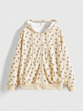 ROMWE Avant Cute Deer All-Over Print Mori Kei Style Women Hoodie - Image 2