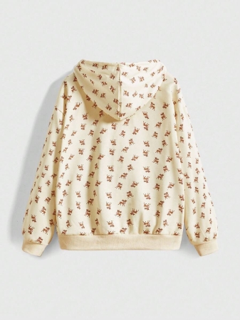 ROMWE Avant Cute Deer All-Over Print Mori Kei Style Women Hoodie - Image 3