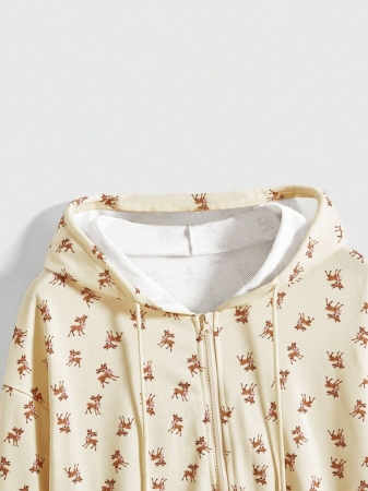 ROMWE Avant Cute Deer All-Over Print Mori Kei Style Women Hoodie - Image 4
