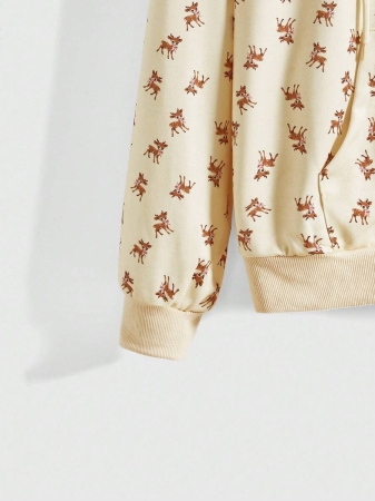 ROMWE Avant Cute Deer All-Over Print Mori Kei Style Women Hoodie - Image 5