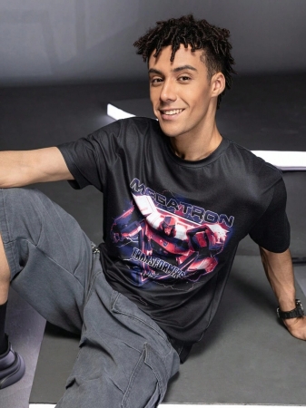 Transformers X SHEIN Men's Casual Letter & Robot Print Short Sleeve T-Shirt, Summer - Image 7