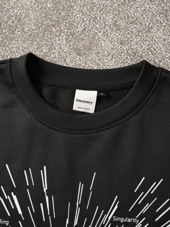 Discovery X SHEIN Men's Letter & Graphic Print Crew Neck Long Sleeve Pullover Sweatshirt, 2000s Style , Fall - Image 4